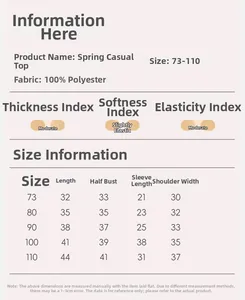 Size chart for girls hooded windbreaker jacket showing measurements for sizes 73 to 110 cm