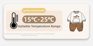 Toddler cartoon bear sweatshirt and pants set for spring 15 to 25 degrees celsius