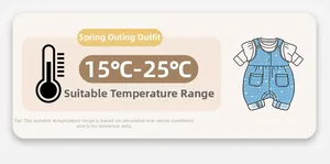 Toddler girls spring outfit size guide with temperature recommendation 15 to 25 degrees