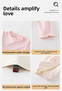 Detail of pink cotton baby top with ruffle collar and fluorescent-free safety test result