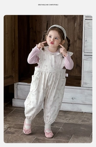 Detail view of floral toddler romper with lace collar and vintage countryside style