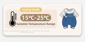 Détails de l'ensemble t-shirt rayé et salopette en jean bébé fille pour 15-25 degrés