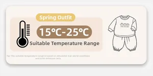 Detail showing baby bear sweatshirt set suitable for temperatures between 15°C and 25°C