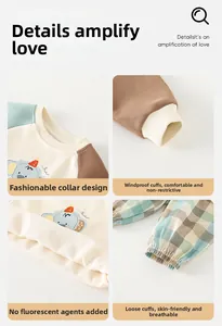 Détails de l'encolure, des poignets, du tissu en coton et du bas de pantalon à carreaux