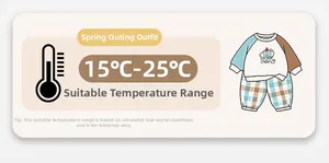 Graphique détaillé du jogging bébé pour 15-25°C avec imprimé éléphant et pantalon