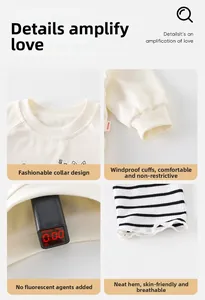 Detail of baby cotton sweater showing ribbed cuffs and fluorescent-free fabric test