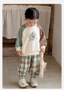 Détails de l'ensemble de printemps pour bébé avec sweat à blocs de couleurs et pantalon