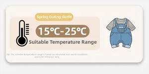 Tenue de printemps pour bébé avec chemise rayée et salopette en jean idéale pour 15-25°C