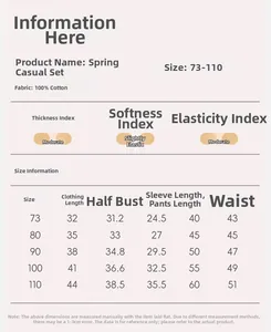 Detailed size chart for girls' floral cotton shirt and casual spring baby clothing set