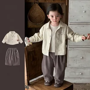 Toddler Boys Spring Casual Jacket And Pants Cartoon Bus Printed Cotton Korean Style Infant Outfit Newborn Apparel