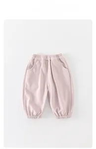Pantalon de jogging rose clair pour bébé fille avec taille élastique et tissu respirant