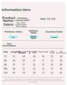 Size chart for floral cotton baby girls set with shirt and trousers in 73-110cm sizes