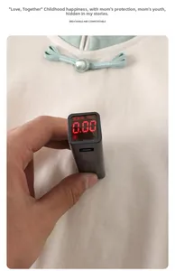 Close-up showing a test for fluorescence on cotton baby romper with zero result detected