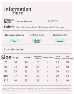 Tabella delle taglie per set estivo neonato con t-shirt in cotone e pantaloncini