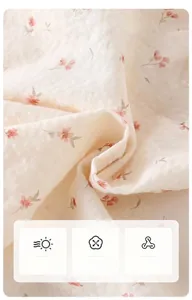 Detail von weichem Blumen-Baumwollstoff mit atmungsaktiver Textur für Baby Mädchen Kleidung
