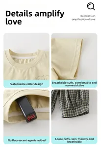 Detailansichten von Baby Sommeroutfit mit Fokus auf Nähten, Bündchen und Sicherheitstests