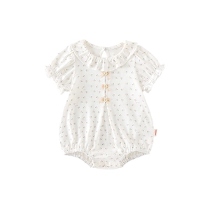 Body bébé fille à motif fleuri avec manches bouffantes et col à volants d'été