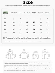 Detailed size chart for boys autumn long-sleeve clothing set with measurements in centimeters