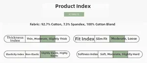 Detailed fabric composition chart for baby romper featuring 92.7% cotton and spandex mix