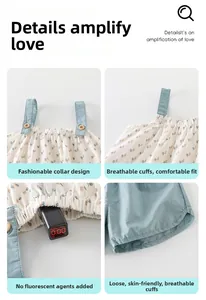 Dettagli del set floreale neonato con tessuto sicuro, scollo morbido e gambali elasticizzati