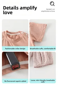 Détail ensemble d'été bébé fille montrant le col à boutons pression et test de fluorescence