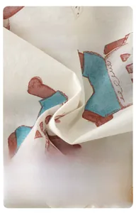 Detail of soft breathable cotton fabric with cute bear print for baby summer clothing