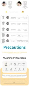 Detailed size chart and washing guide for toddler winter cotton padded three-piece set