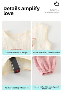 Détails de l'ensemble bébé en gaze de coton avec col rond et tissu sans fluorescence