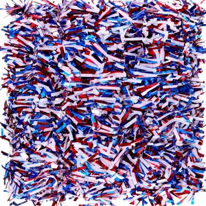 Metallic red white blue tinsel fringe garland for USA Independence Day party decor