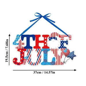 Independence Day hanging sign with 4th July gnome and stars for home party decor