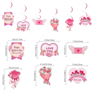 Mothers Day Hanging Swirls Decorations Pink Heart Flower Ceiling Swirl Streamers For Mom Home Party Festive Room Decor Supplies