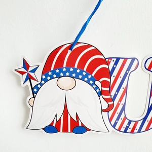 Patriotic gnome ornament with stars and stripes for US Independence Day wall decor