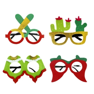 Set of 4 festive Mexican Carnival party glasses with cactus and chili pepper designs