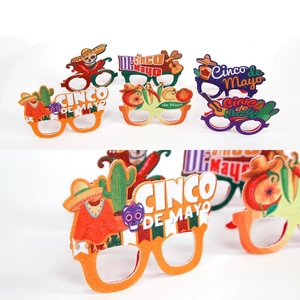 Cinco de Mayo party glasses set featuring Mexican sombrero cactus and guitar designs