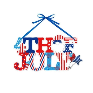 US Independence Day hanging decor with July 4th Gnome and balloons on white background
