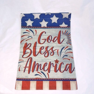 Detailed texture of double-sided linen Independence Day garden flag with patriotic design