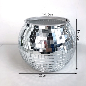 Silver Disco Ball Ice Bucket Mirror Mosaic Decorative Vase For Party Bar Wedding Centerpiece Reflective Glass Home Decor