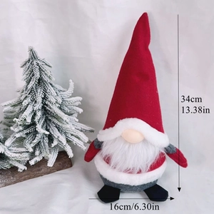 Detailed size view of a Christmas gnome doll with dimensions of 34cm height and 16cm width