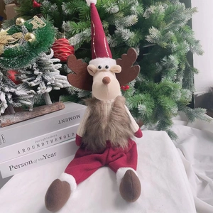 Weihnachten Sitzende Rentier Puppe Mit Langer Mütze Zuhause Schreibtisch Deko Nordischer Stil Plüsch Rentier Figur Für Party