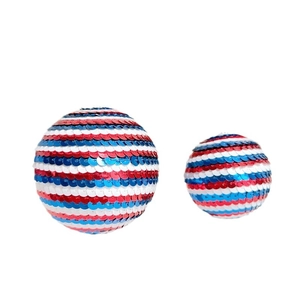 Set of red white and blue sequin USA Independence Day hanging balls for holiday decor