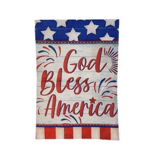 God Bless America Independence Day garden flag with patriotic stars and stripes design