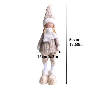Plush Christmas angel doll with beige pointed hat and long legs, 50cm tall ornament
