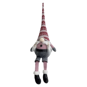 60cm Nordic Christmas gnome plush doll with red pointed hat and striped legs for decoration