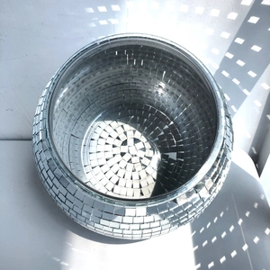 Silver mirror disco ball decorative bowl planter for party home wedding centerpiece