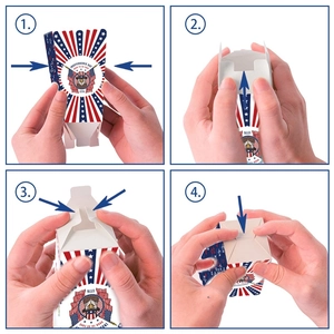Independence Day popcorn boxes with eagle and flag design, easy DIY folding assembly