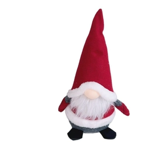 Charming Christmas faceless gnome plush with a tall red hat and fluffy white beard decor