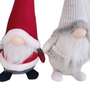 Set of two Christmas gnomes with red felt hats and long white beards for holiday decor