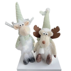 Nordic Style Mint Green Christmas Reindeer Plush Doll Home Decor Standing Sitting Reindeer Figurine Soft Holiday Ornament