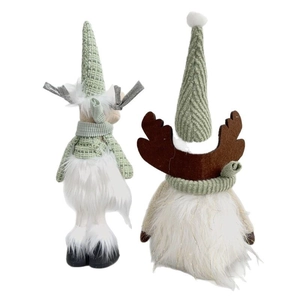 Standing mint green Christmas reindeer plush doll with silver antlers for home decor