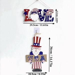 Detailed size specifications for American Independence Day LOVE and USA wooden signs